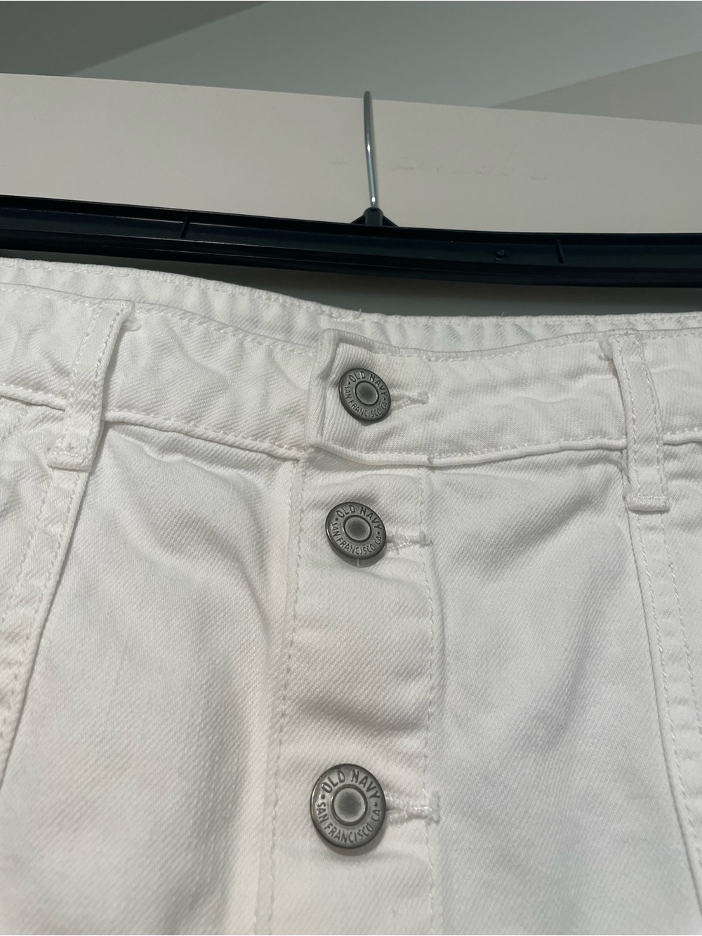 White Denim Button-Front Women's Skirt - Picture 3 of 10
